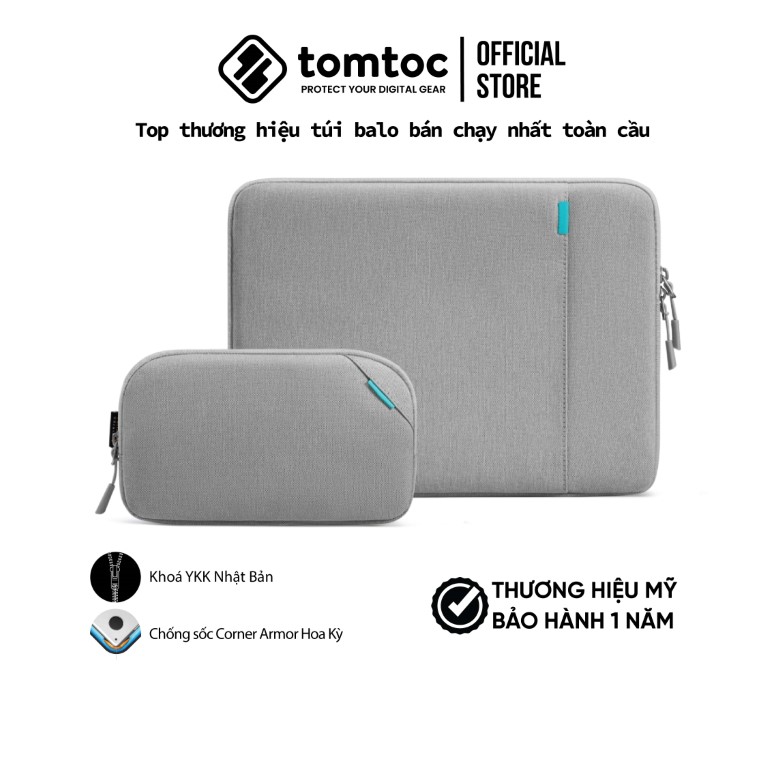 Túi chống sốc Tomtoc Protective 360 cho Macbook Pro 14 và Laptop - kèm Túi phụ kiện, hàng chính hãng