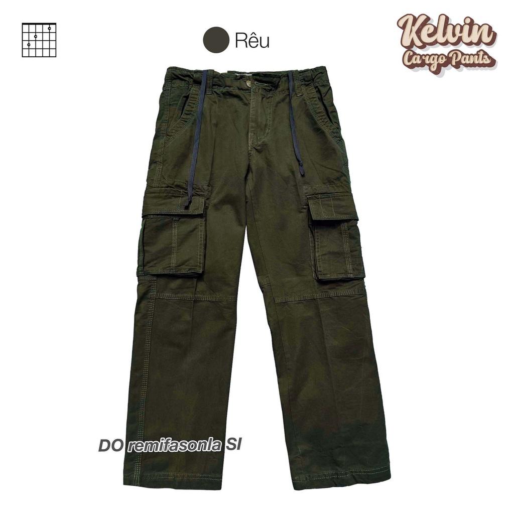 Quần Kaki Túi Hộp Nam Nữ Màu Sắc Vintage - Bản Có Dây Rút - Chất Vải Dày Dặn Form Đứng