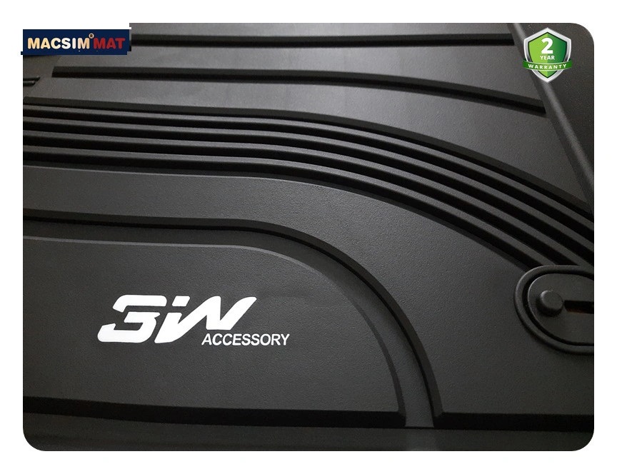 Thảm lót sàn xe ô tô Hyundai SantaFe 2019-đến nay Nhãn hiệu Macsim 3W chất liệu nhựa TPE đúc khuôn cao cấp - màu đen