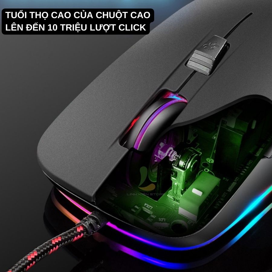 Chuột gaming máy tính Zerodate V6 - Chuột chơi game có dây tích hợp đèn Led 7 màu DPI cao ấn tượng - Hàng nhập khẩu