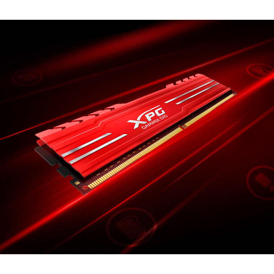 Ram máy tính Desktop ADATA DDR4 XPG GAMMIX D10 8GB 3200MHz RED - Hàng Chính Hãng