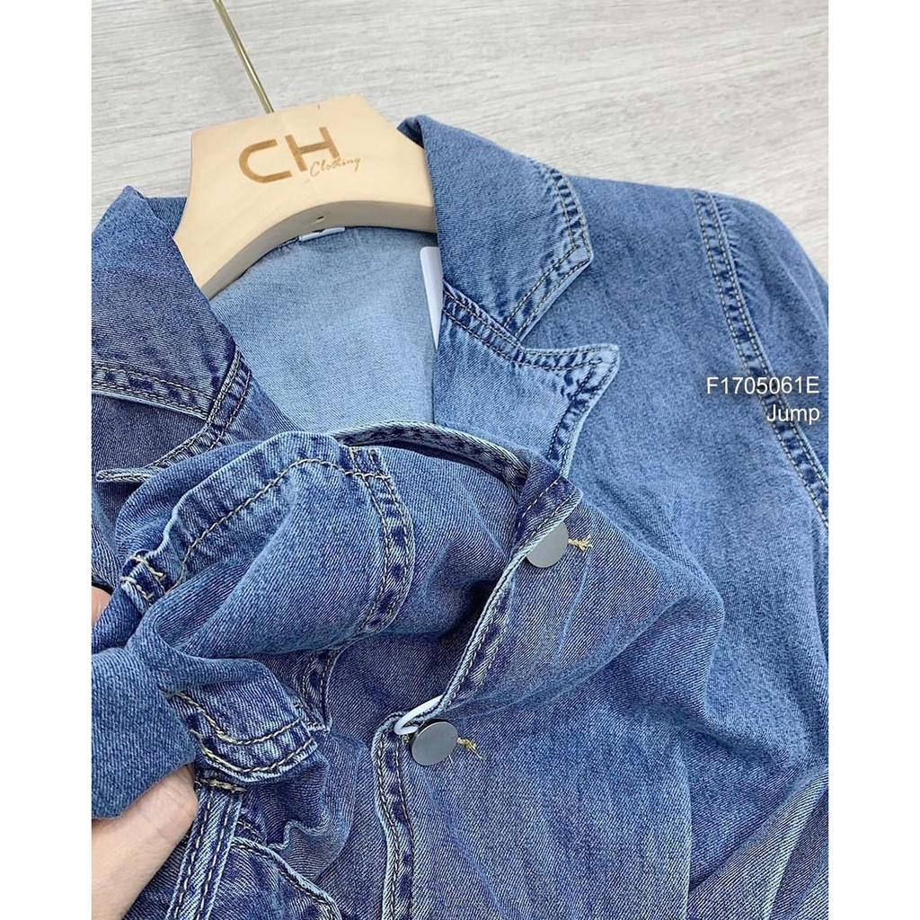Jump short jean cổ vest có túi tay ngắn!