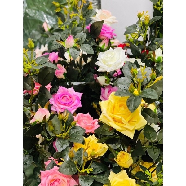 Cây hoa hồng giả - cao 120cm - Cây giả, hoa lụa Decor trang trí nhà cửa