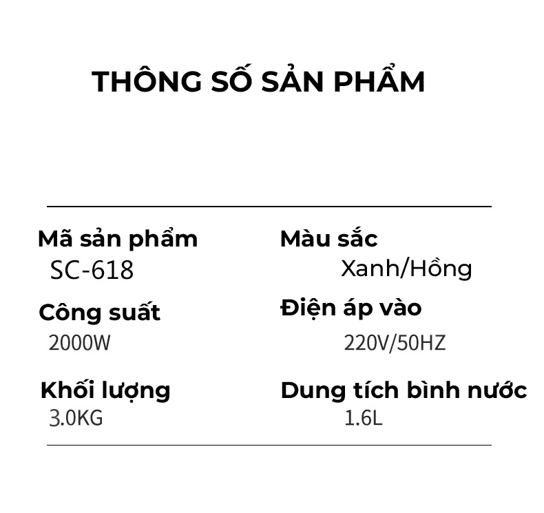 Bàn là hơi nước đứng SC-618 công suất 2000W phù hợp mọi loại vải giá treo 3 chiều tiện dụng, hơi khỏe Hàng nhập khẩu