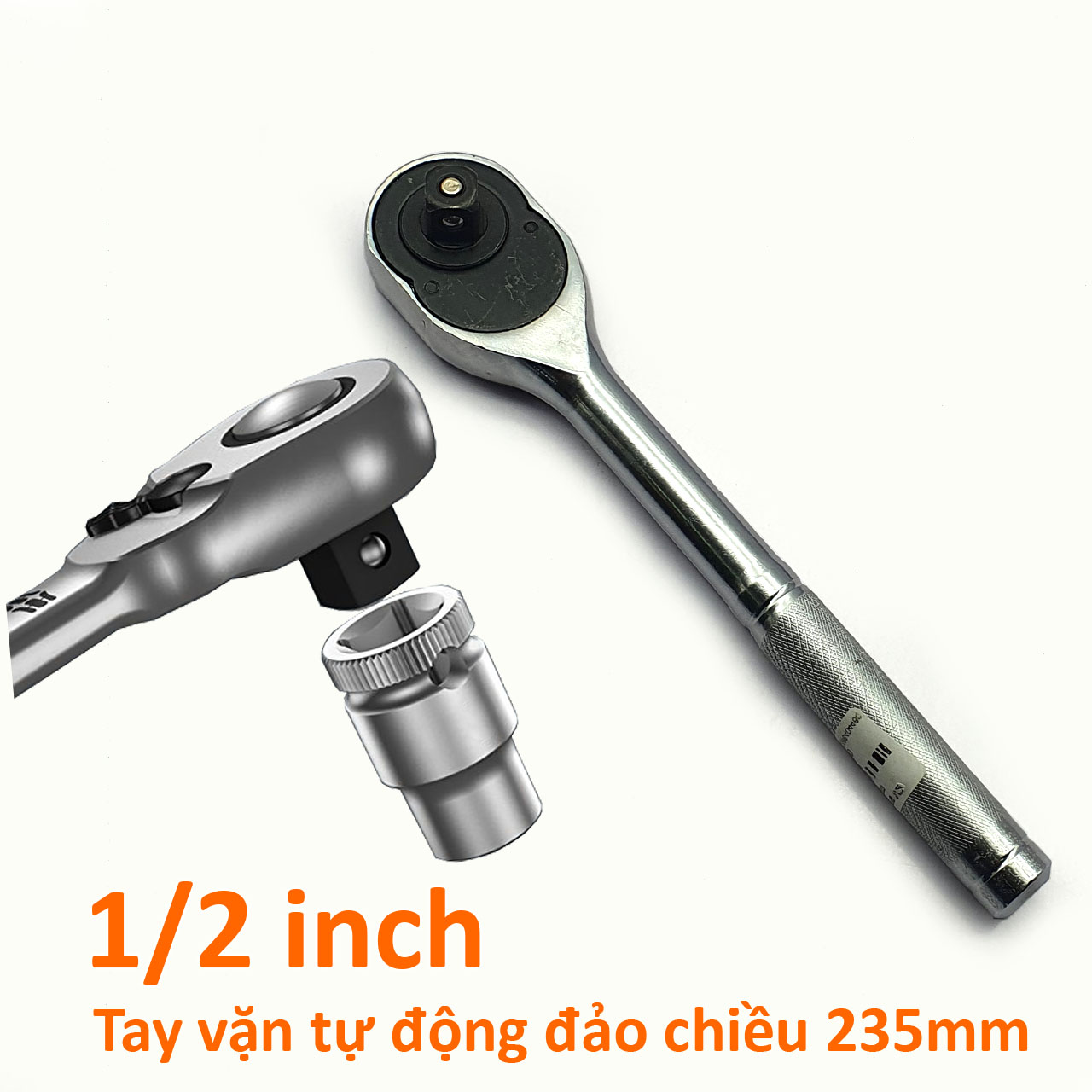 Tay vặn tự động hai chiều 1/2&quot; dài 235mm 24 răng cán thép sần