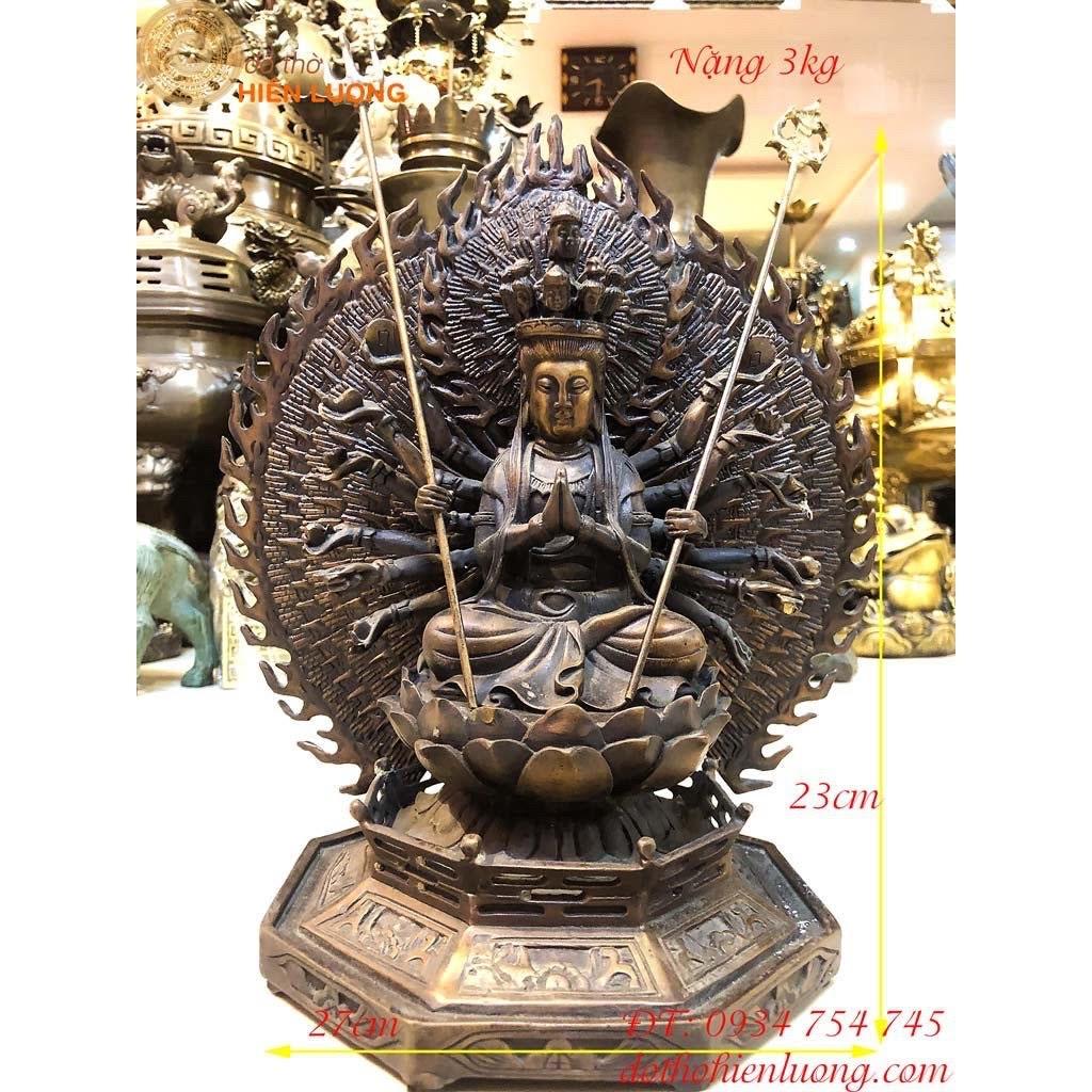 Tượng Phật Nghìn Tay Nghìn Mắt Màu Nâu Cao 25cm