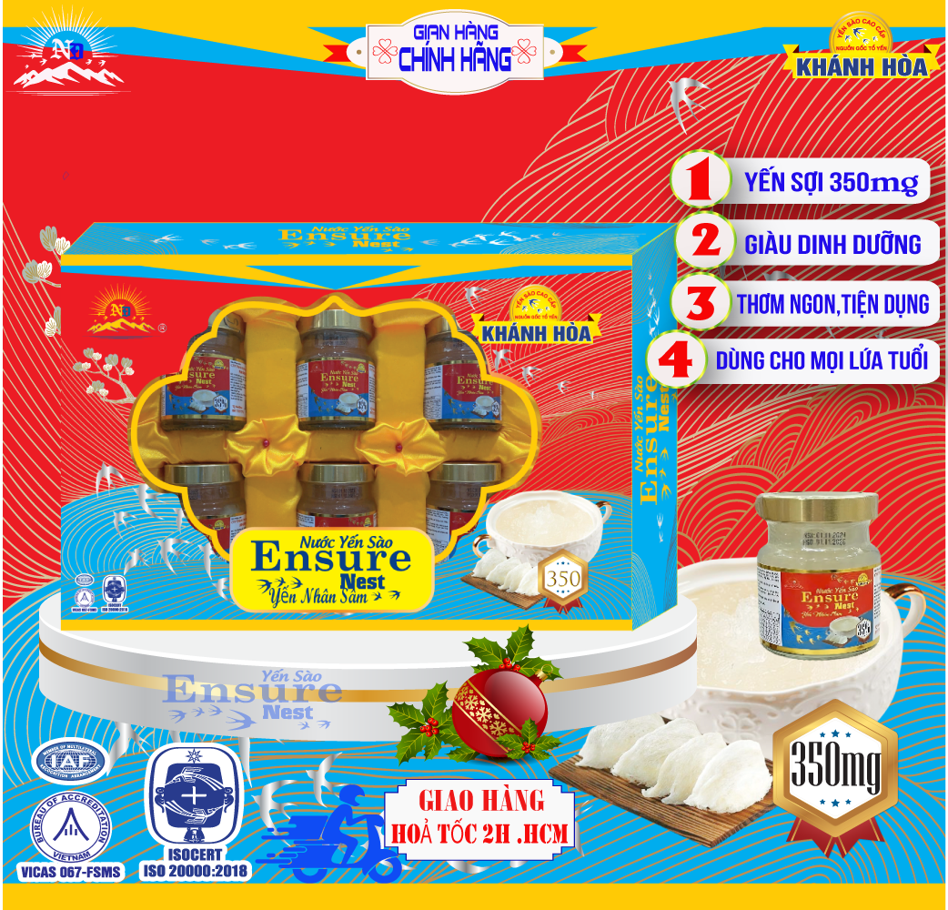 Yến Chưng Nhân Sâm Ensure Nest 350mg Yến Nguồn Gốc Khánh Hoà