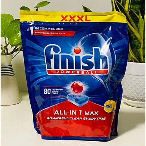 Túi 80 viên rửa chén Finish All In 1 Max Dishwasher Tablets Lemon PTT025452 - hương chanh