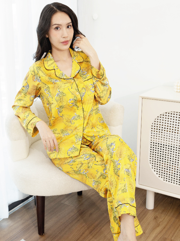 Bộ Đồ Ngủ Pijama Lụa Pháp Cao Cấp Mặc Nhà Đẹp Mềm Mịn Thoáng Mát – HAN CLOSET