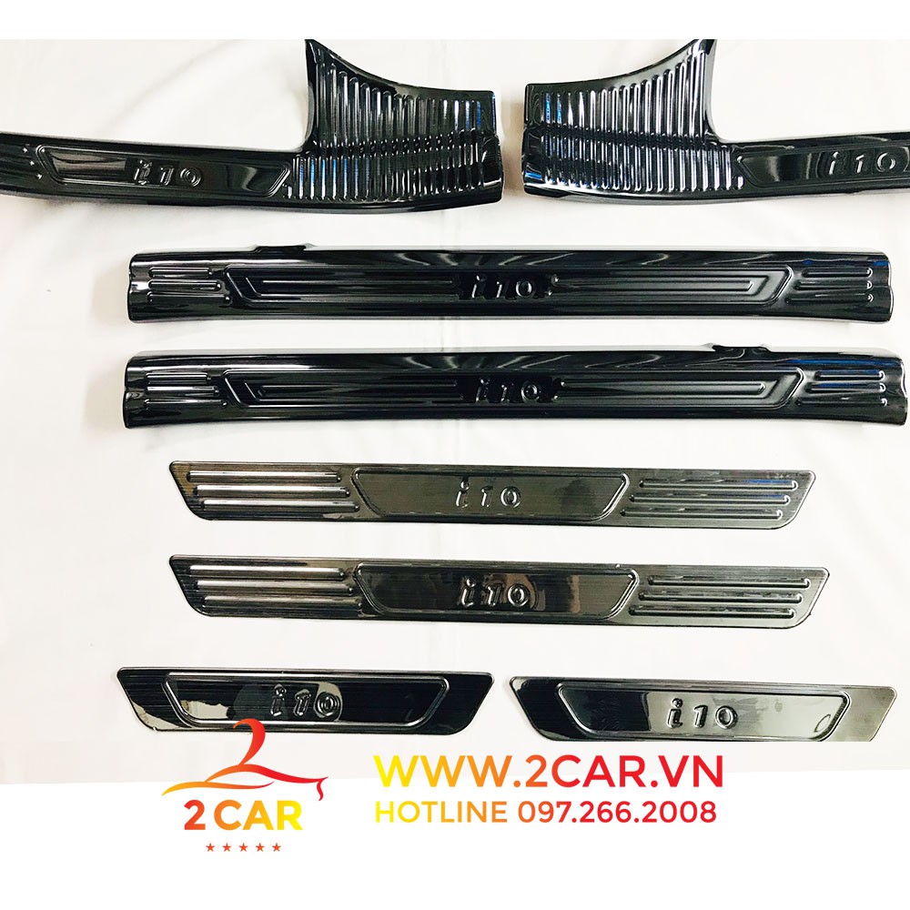 Ốp bậc cửa, Nẹp Bước Chân Trong, ngoài Xe Hyundai i10 2014 - 2020 chất liệu Titan cao cấp
