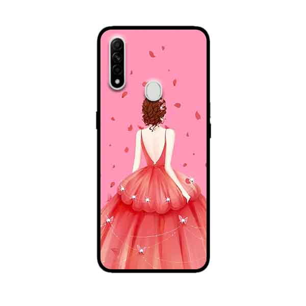 Ốp Lưng in cho Oppo A31 Mẫu Cô Gái Váy Hồng Nền Hồng - Hàng Chính Hãng