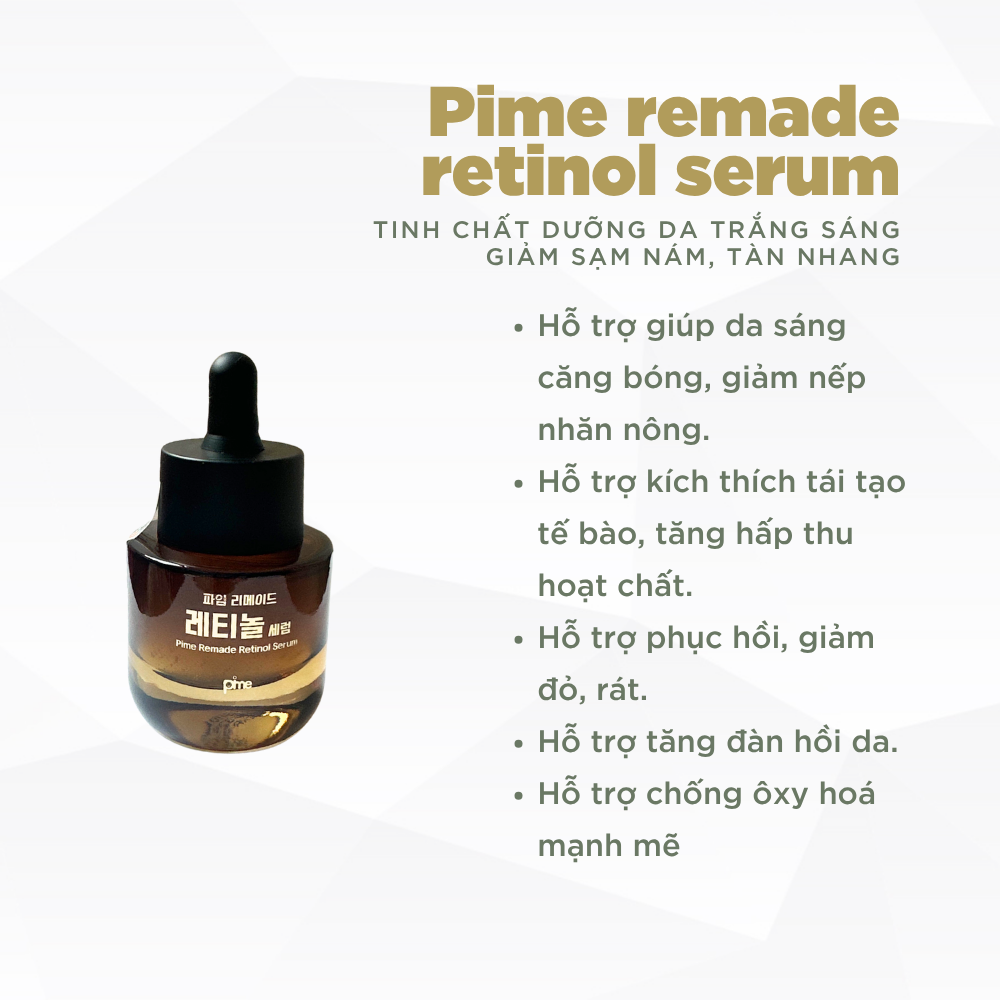 Serum Pime Remade Retinol hỗ trợ tái tạo da, dưỡng sáng, giảm thâm nám, chống lão hóa 30ml