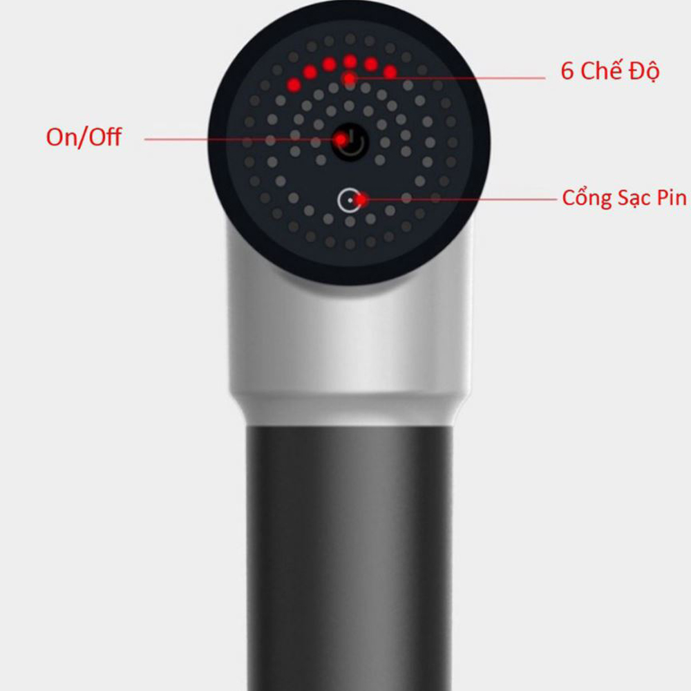 Máy Massage Cầm Tay Cao Cấp - 6 Cấp Độ, Hỗ Trợ Mát Xa Chuyên Sâu, Giảm Đau Cơ, Cứng Khớp Kèm 4 Đầu Massage - Quà Tặng Cho Sức Khỏe