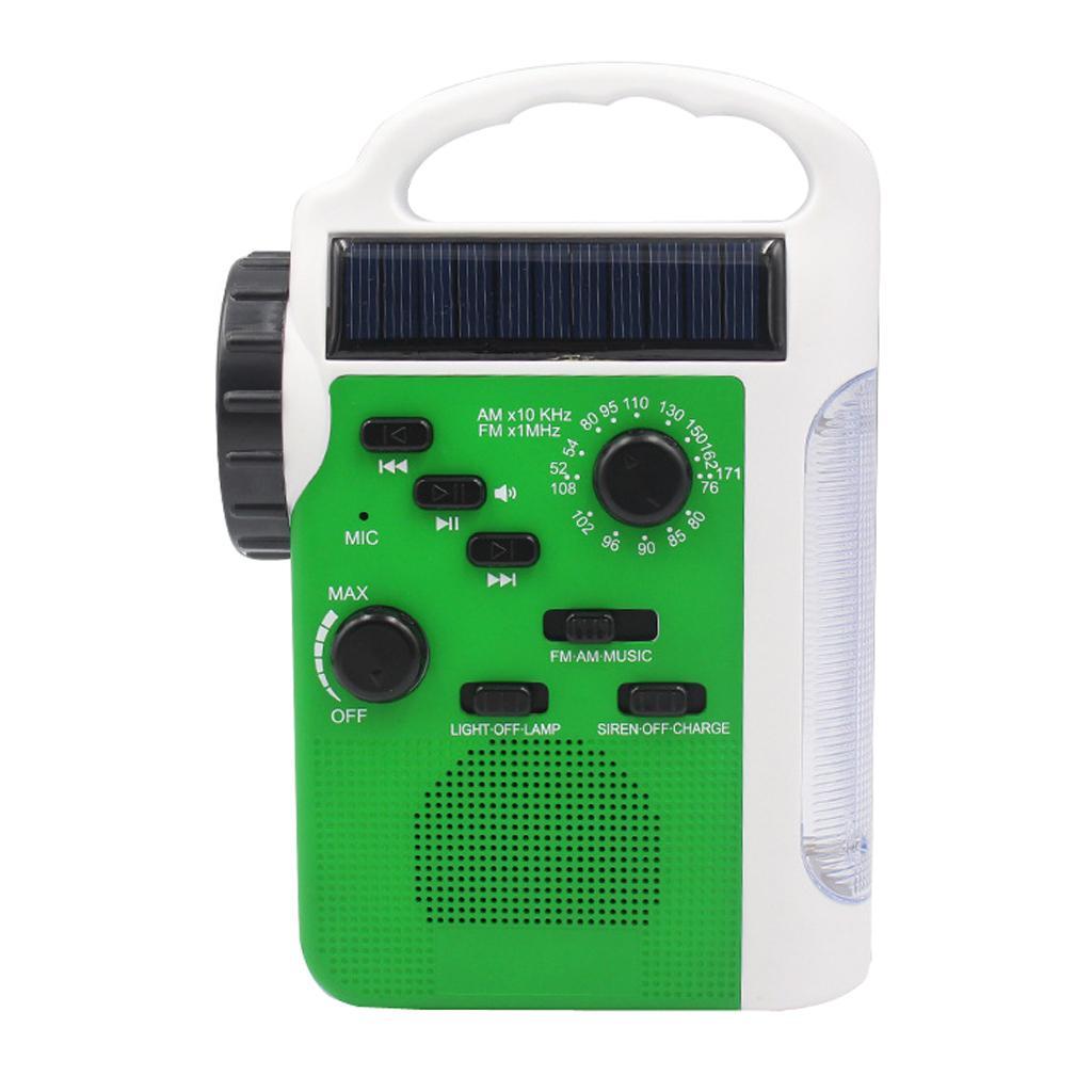 Solar Crank AM/FM NOAA Weather Radio LED Light Cellphone Charger Green