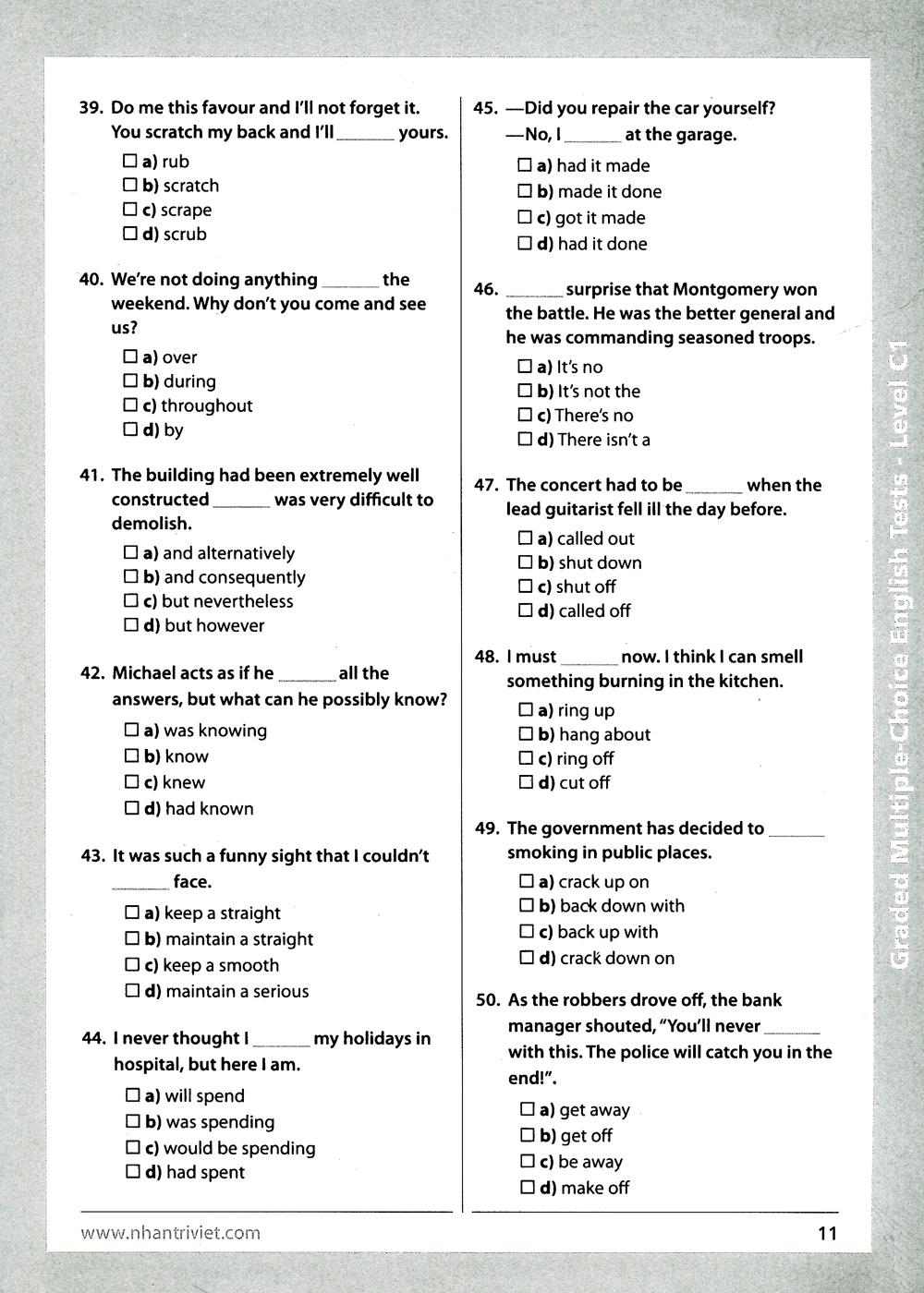 Graded Multiple - Choice English Test Level C1 (Không CD)