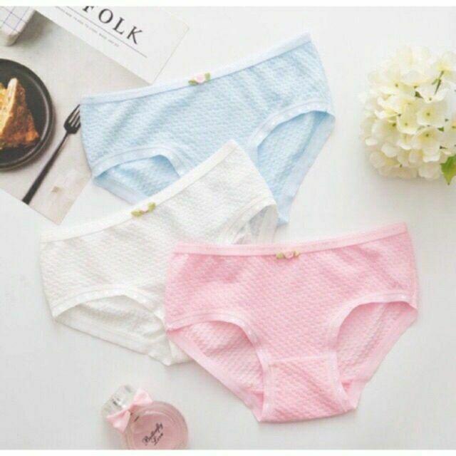 QUẦN LÓT COTTON THÔNG THOÁNG MỀM MỊN ĐÍNH NƠ HOA