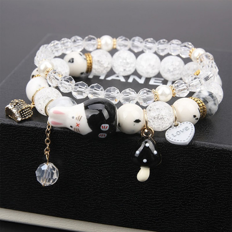 Vòng tay thạch anh tuyết mix charm may mắn - Tặng kèm vòng tay pha lê xinh xắn TTB-VT88 4
