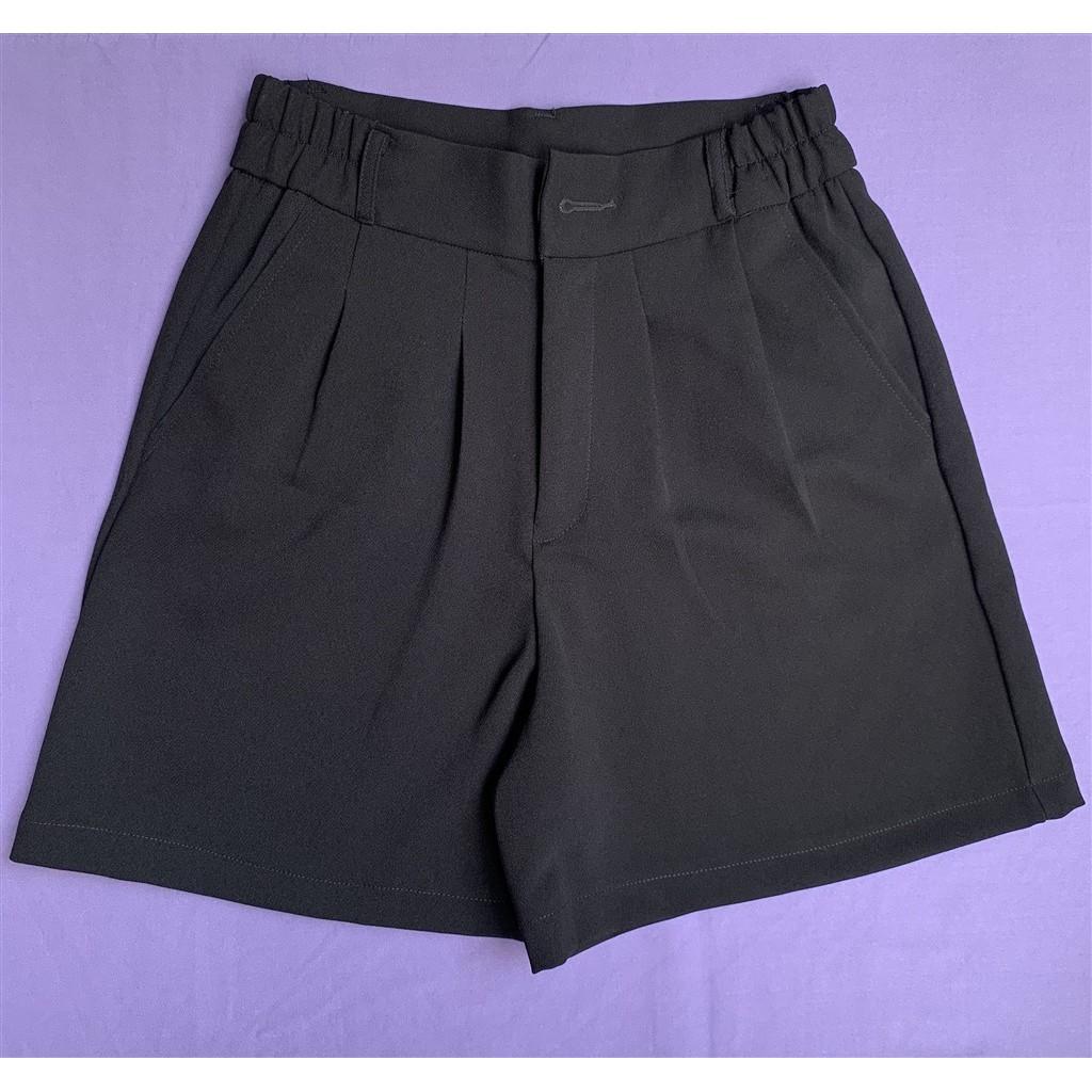 Quần short ống rộng cạp cao lưng thun màu tím D45