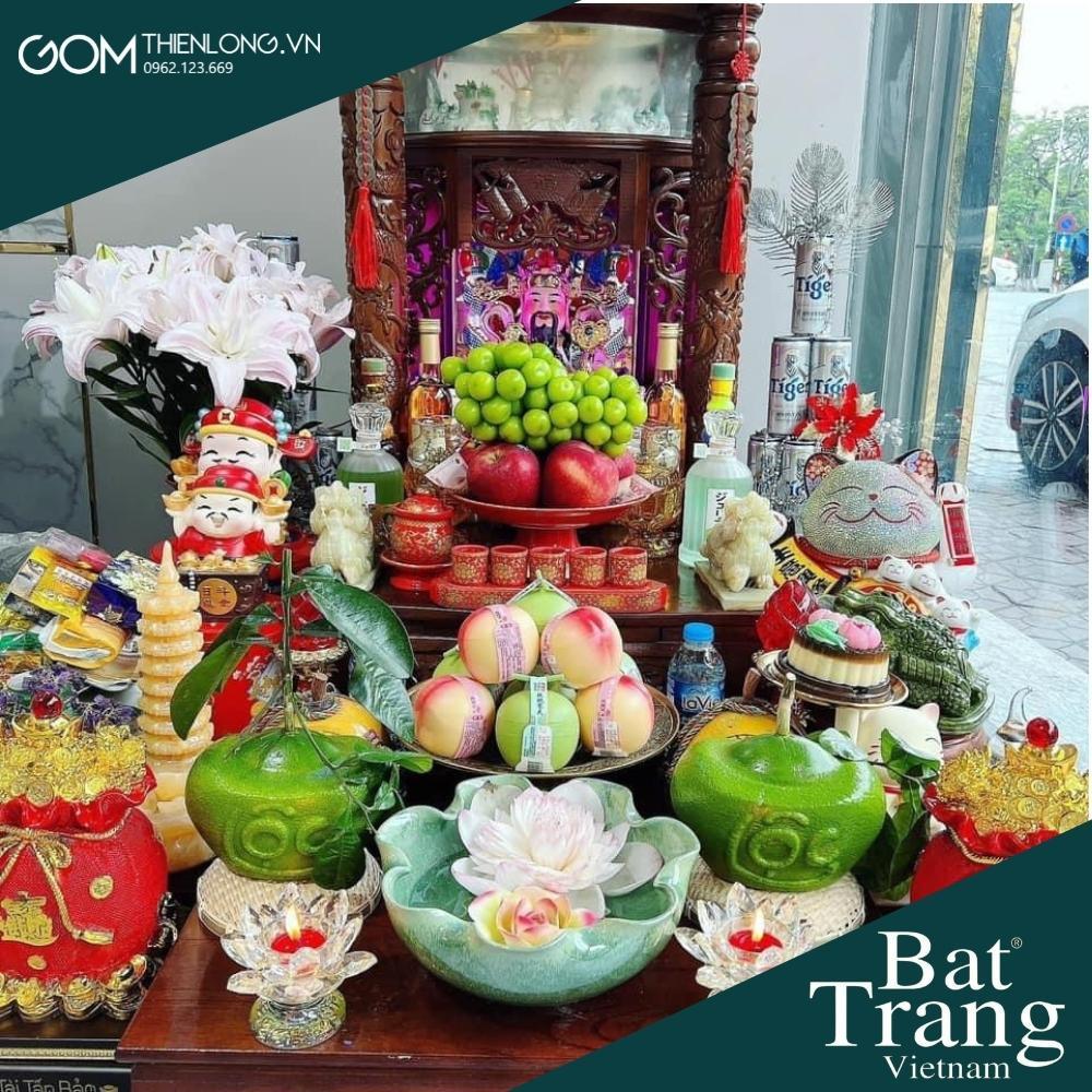 Combo Bát Nước Minh Đường Tụ Thủy Màu Thiên Thanh - Đồ Thờ Cúng Bát Tràng Cao Cấp - Gốm Thiên Long - Bát MĐTT