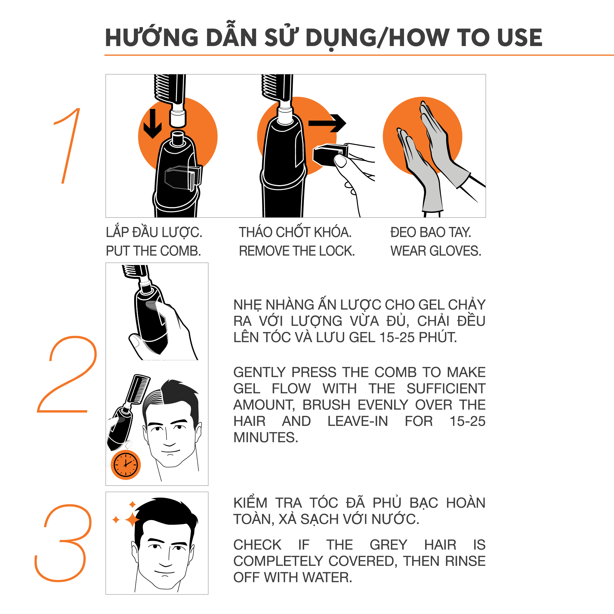 Gel Lược Nhuộm Phủ Bạc LAVOX - Dầu Gội Phủ Bạc Thảo Dược Thiên Nhiên LAVOX FLASH GRAY COVERAGE COLOR GEL G02 DARK BROWN