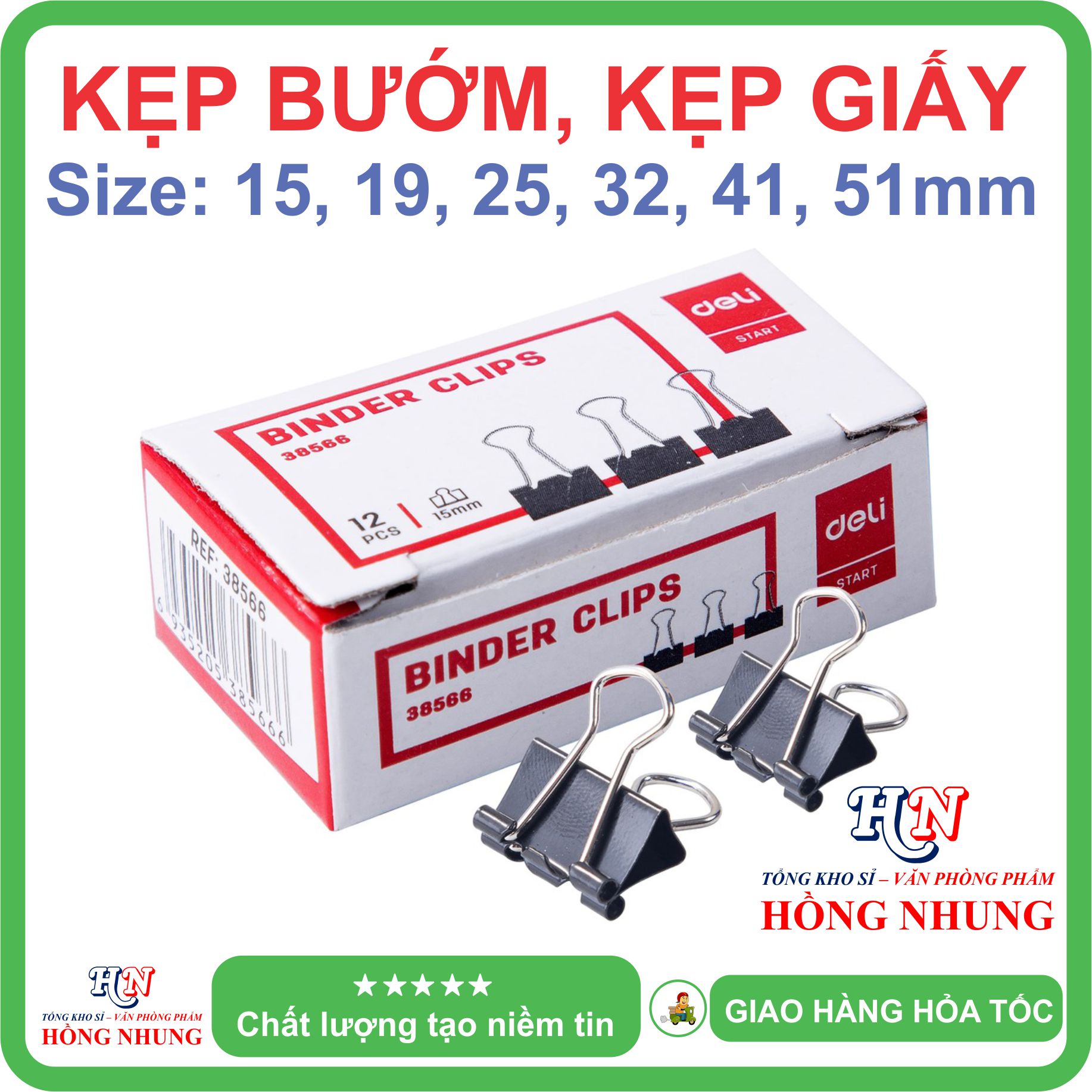 [ SÉT] COMBO 12 Hộp nhỏ kẹp bướm Deli 15mm;19mm;25mm (1 Hộp 12 Cái) Giúp Bạn Sắp Xếp Giấy Tờ Hợp Lý, Gọn Gàng, Bền, Đẹp, Tiện Dụng