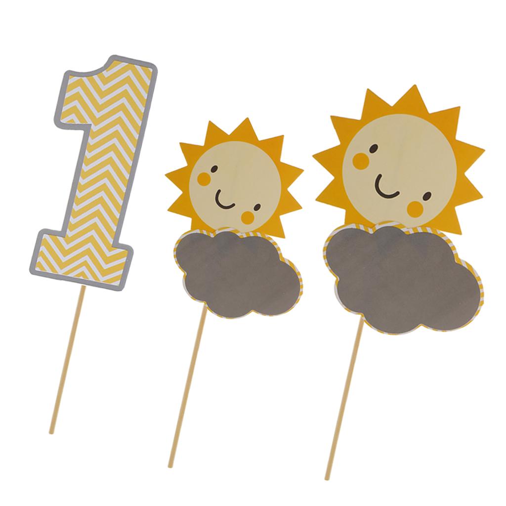 5 Pieces/Set Sun Cloud 1 Letters Cake Topper 1st Birthday Party Cake Decor