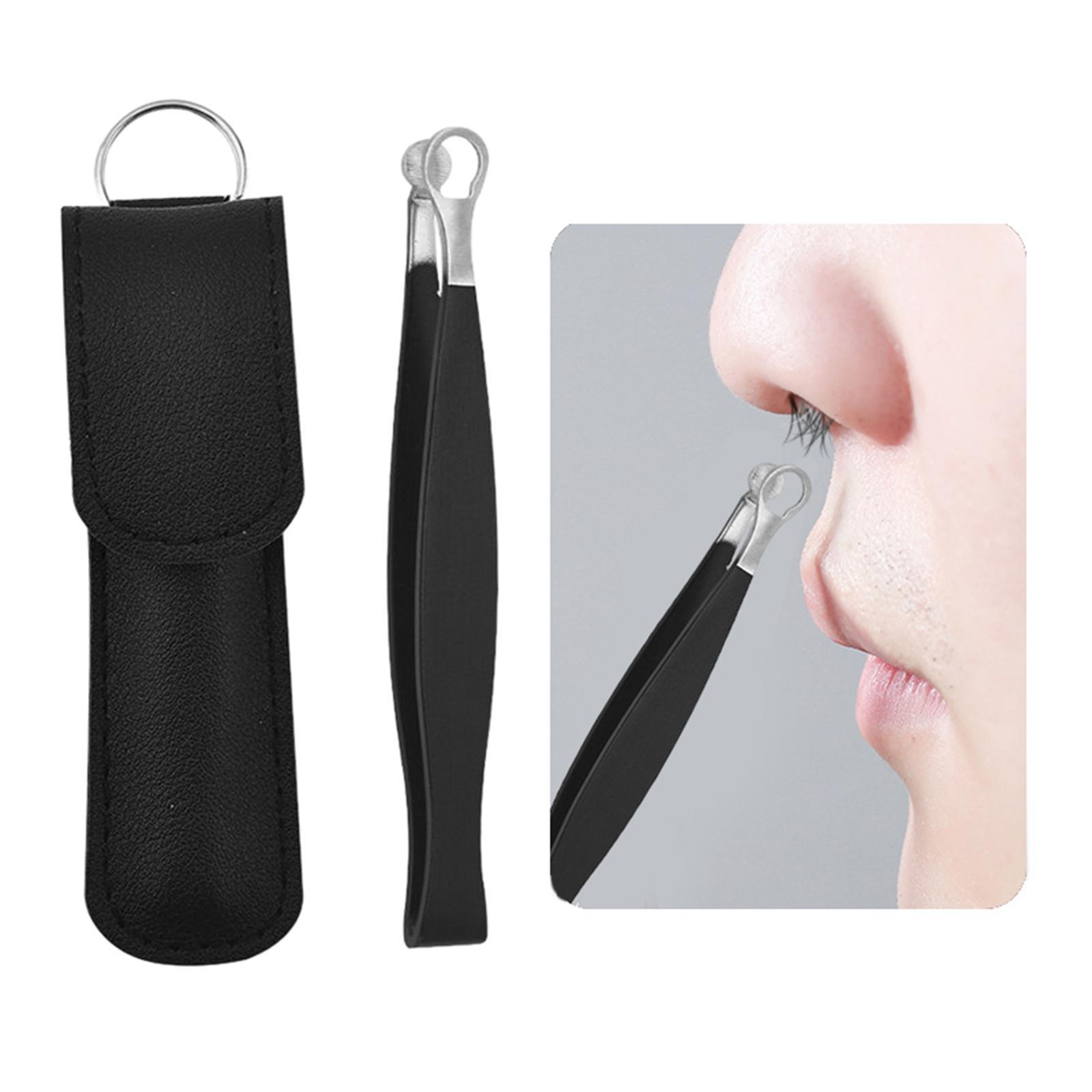 Stainless Steel Nose Hair Tweezers, Round Tip Pocket Size Water Resistant Eyebrow Clippers for Nose Cleaning Makeup Women Men Sideburns