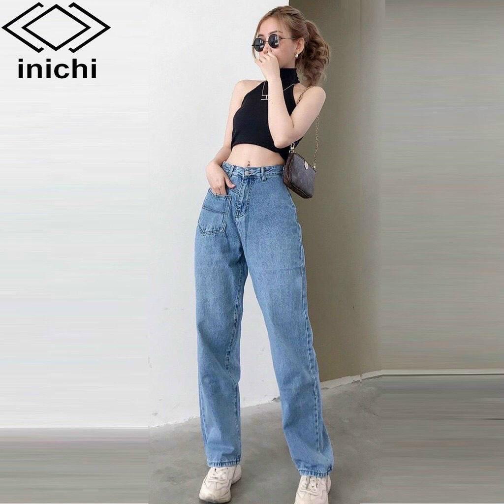 QUẦN JEAN ỐNG RỘNG DÁNG SUÔNG QUẦN BÒ CẠP CAO TÔN DÁNG CHẤT ĐẸP THỜI TRANG NỮ BANAMO FASHION BÒ SUÔNG 966