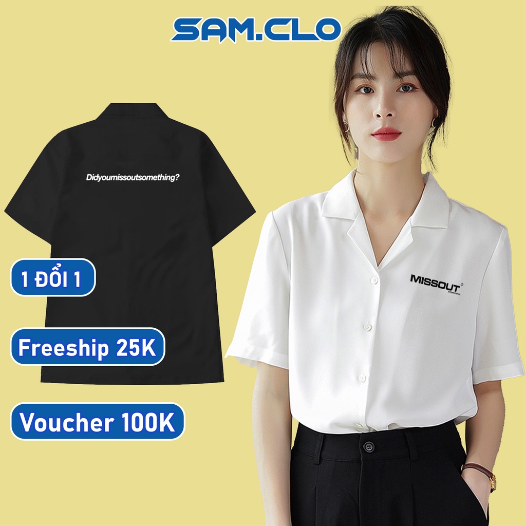 Áo SƠ MI nam nữ SAM CLO tay lỡ cổ bẻ phong cách ulzzang form freesize dáng rộng unisex KATE MISSOUT SOMETHING