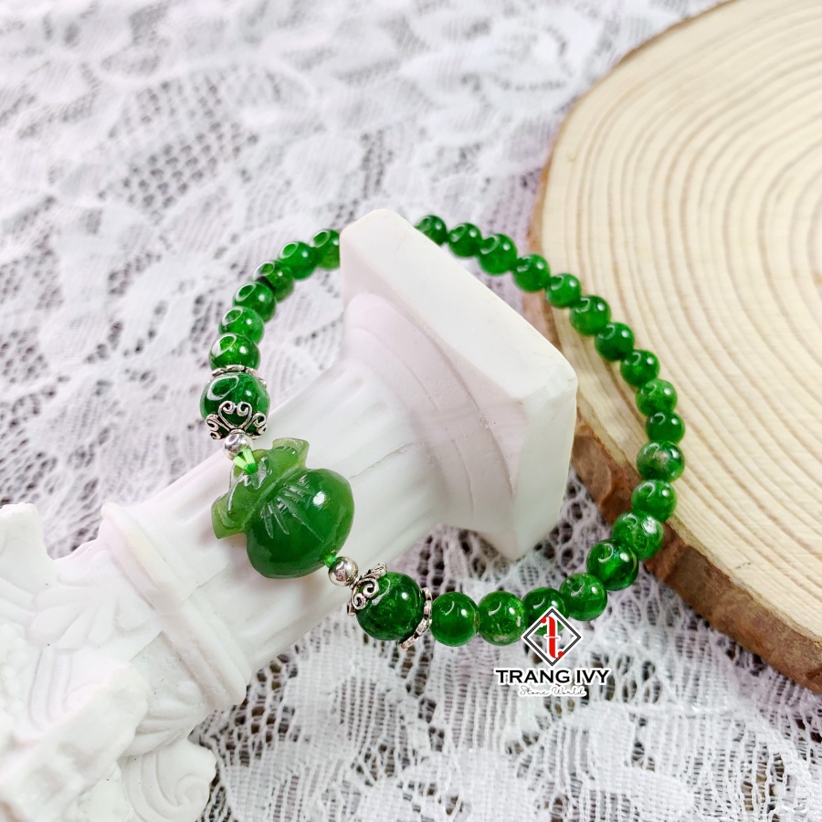 Vòng Tay Diopside Mix Túi Tiền Ngọc Bích