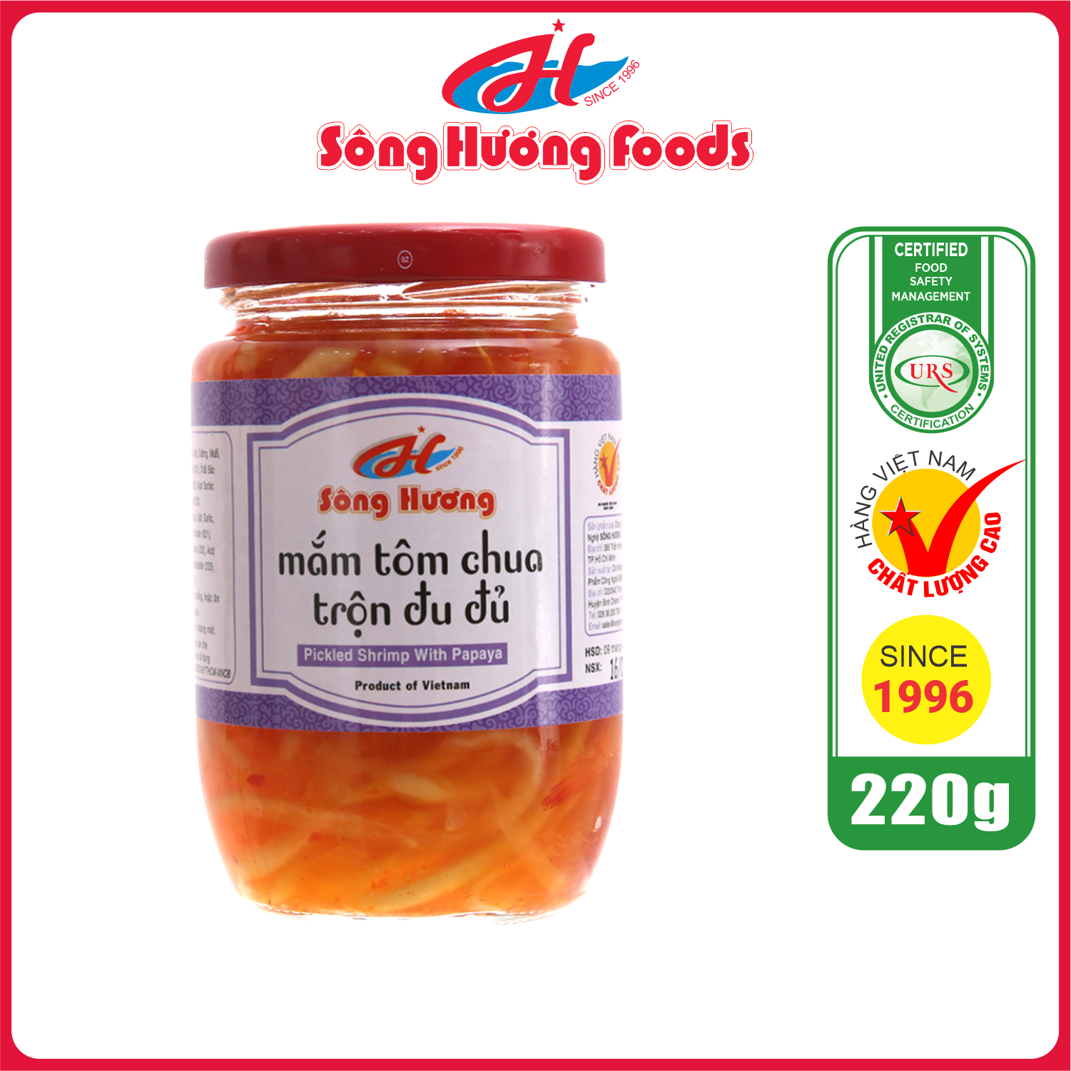 Mắm Tôm Chua Trộn Đu Đủ Sông Hương Foods Hũ 220g