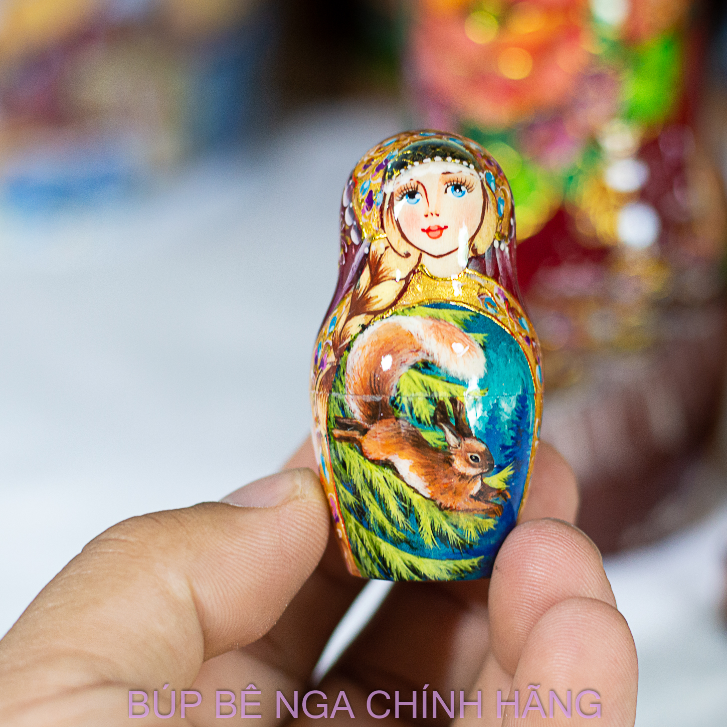 BỘ BÚP BÊ NGA MATRYOSHKA CAO CẤP 10 LỚP 26CM HOA VĂN "CHUYỆN CỔ TÍCH CHÀNG IVAN VÀ SÓI XÁM" CỰC ĐẸP VÀ SANG TRỌNG