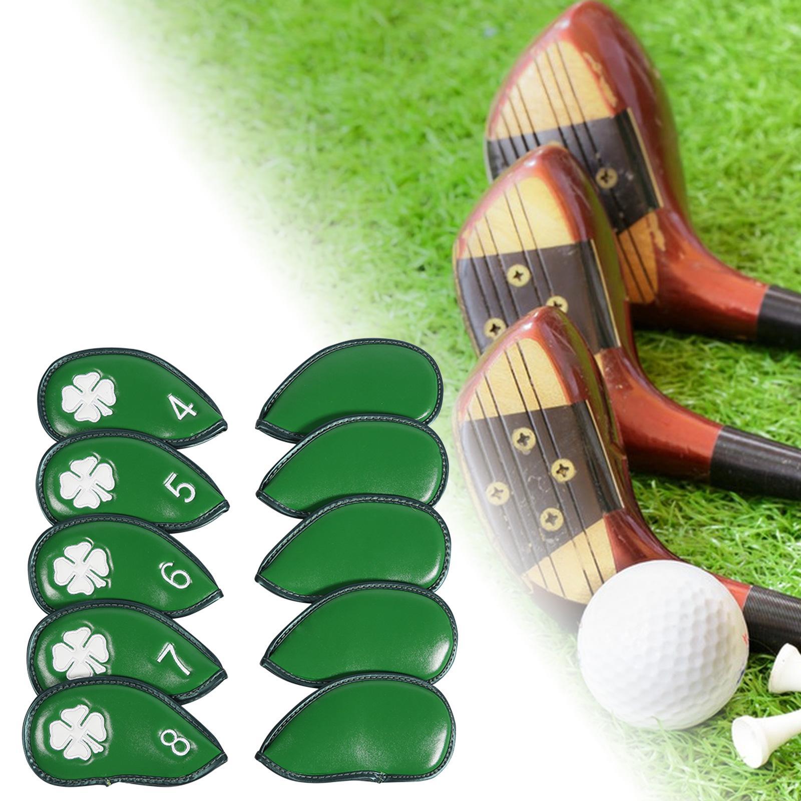 10Pcs Golf Iron Headcovers PU Leather Golf Iron Covers Set Golf Accessories