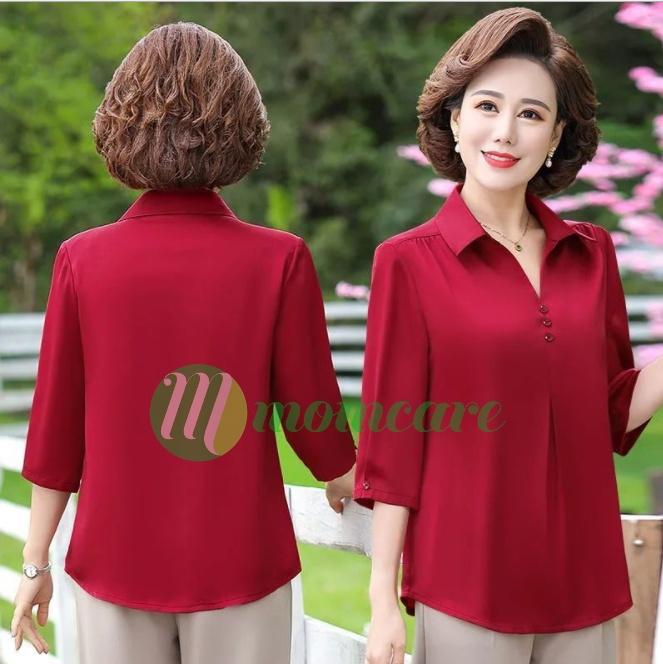 Áo Sơ Mi Nữ Trung Niên A85 - Áo kiểu trung tuổi U40 U50 cho mẹ thời trang mùa hè Đẹp sang trọng cao cấp Bigsize giá rẻ