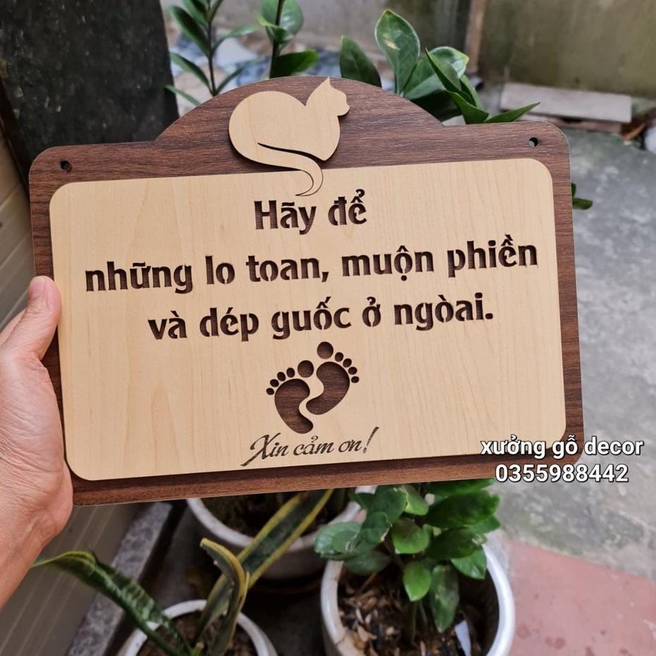 Bảng gỗ Để buồn phiền ngoài cửa trang trí nhà cửa, Bảng gỗ Vui lòng để giày dép bên ngoài