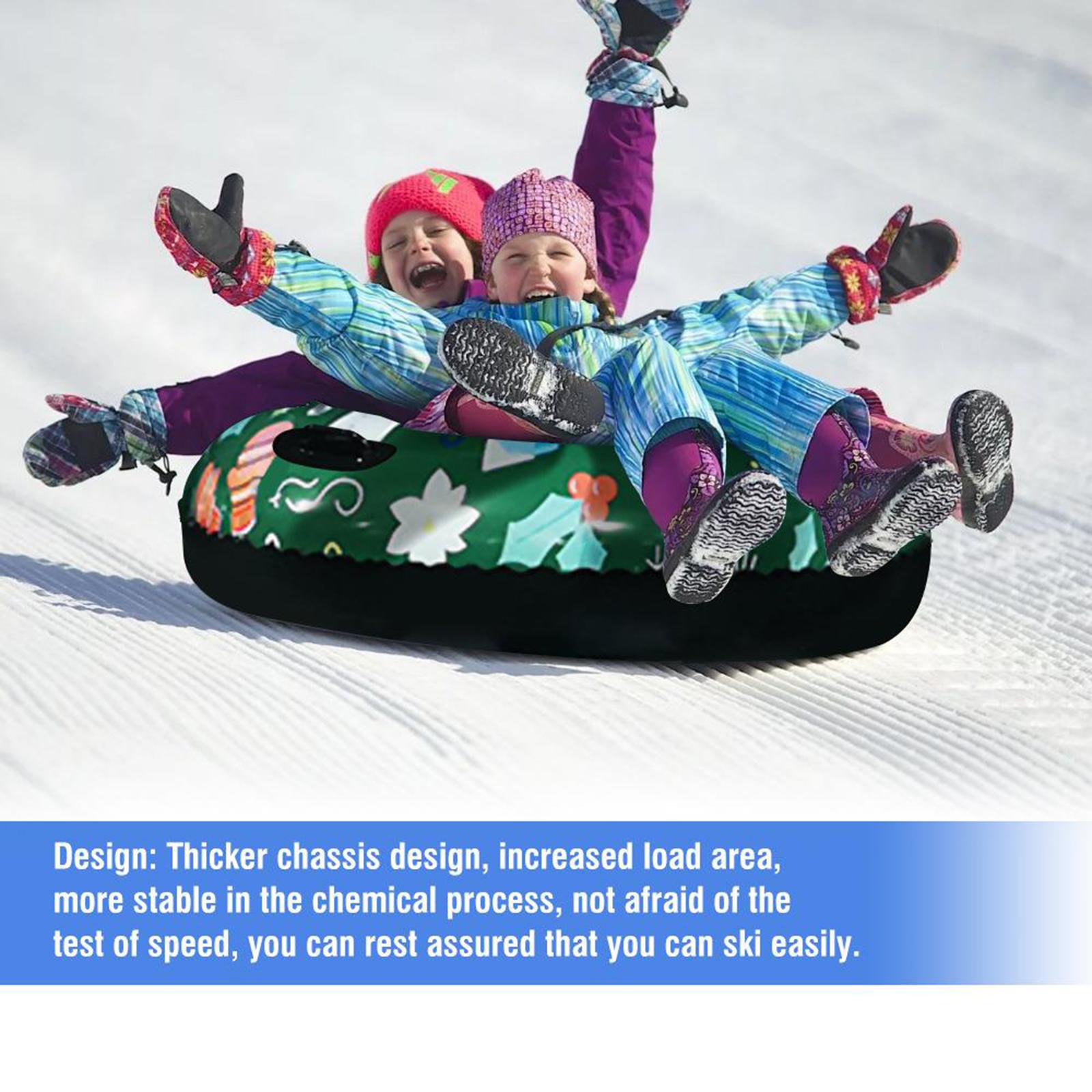Snow Tube Sled for Kids and Adults , 47" Snow Sleds Heavy Duty with Handles and Bottom, Big Inflatable Snow Tubes for Outdoor Sledding