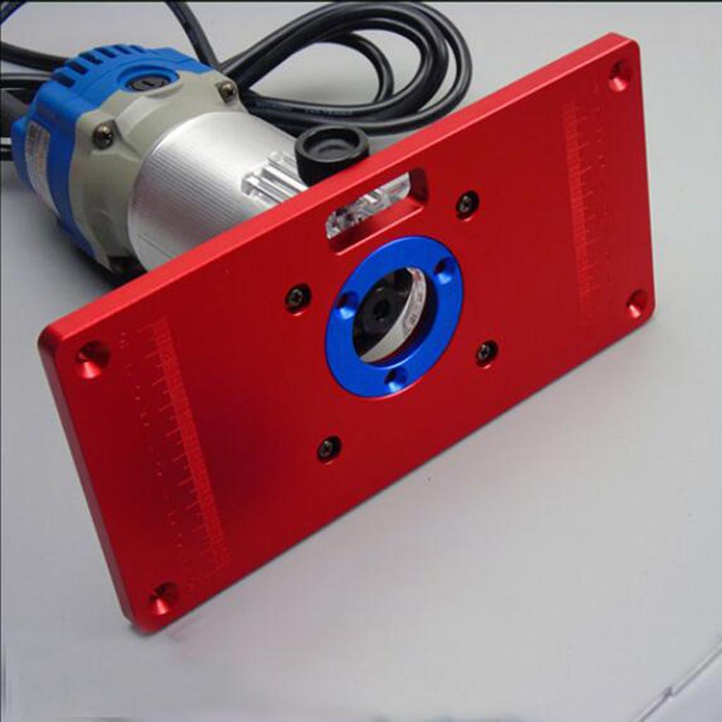 Alloy Router Table Insert Plate with 2 Router Insert Rings 235x120x10mm Red