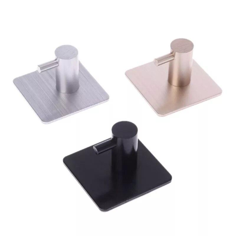 Durable Aluminum Door Hook Self Adhesive Home Wall Door Hook Clothes Hange Bags Key Rack Kitchen Towel Hanger Hook Supplies