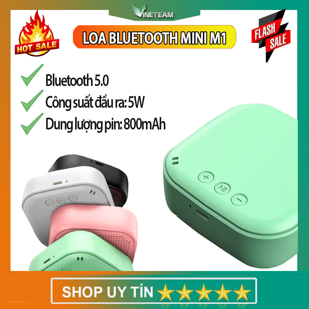 VINETTEAM Loa Bluetooth mini M1 5.0 loa không dây  Âm thanh nổi 3D Cuộc gọi rảnh tay chất lượng cao thiết kế thời trang - hàng chính hãng