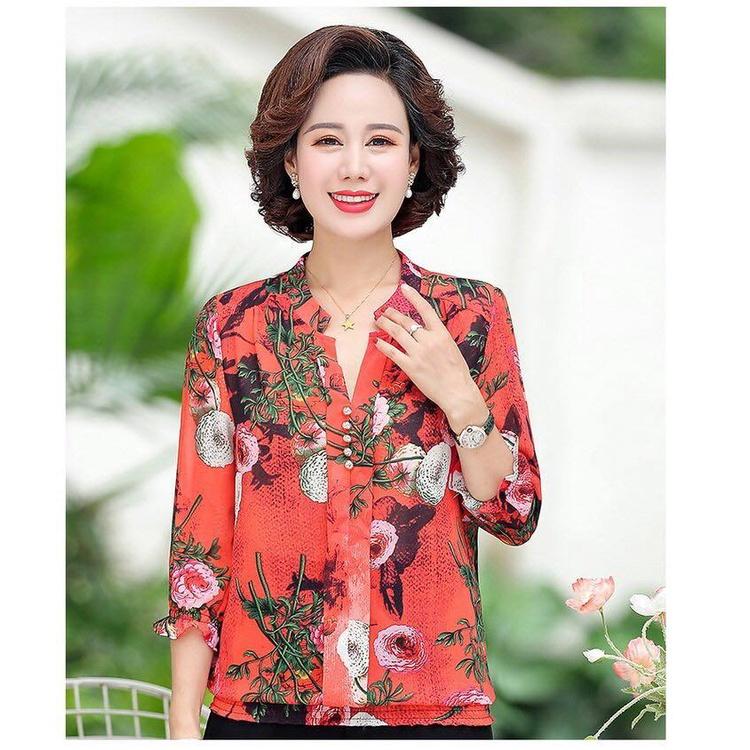 Đồ bộ trung niên, bộ mặc hằng ngày nữ sang trọng, cổ chui tay ngắn sang trọng, Set trung niên mặc hằng ngày full size