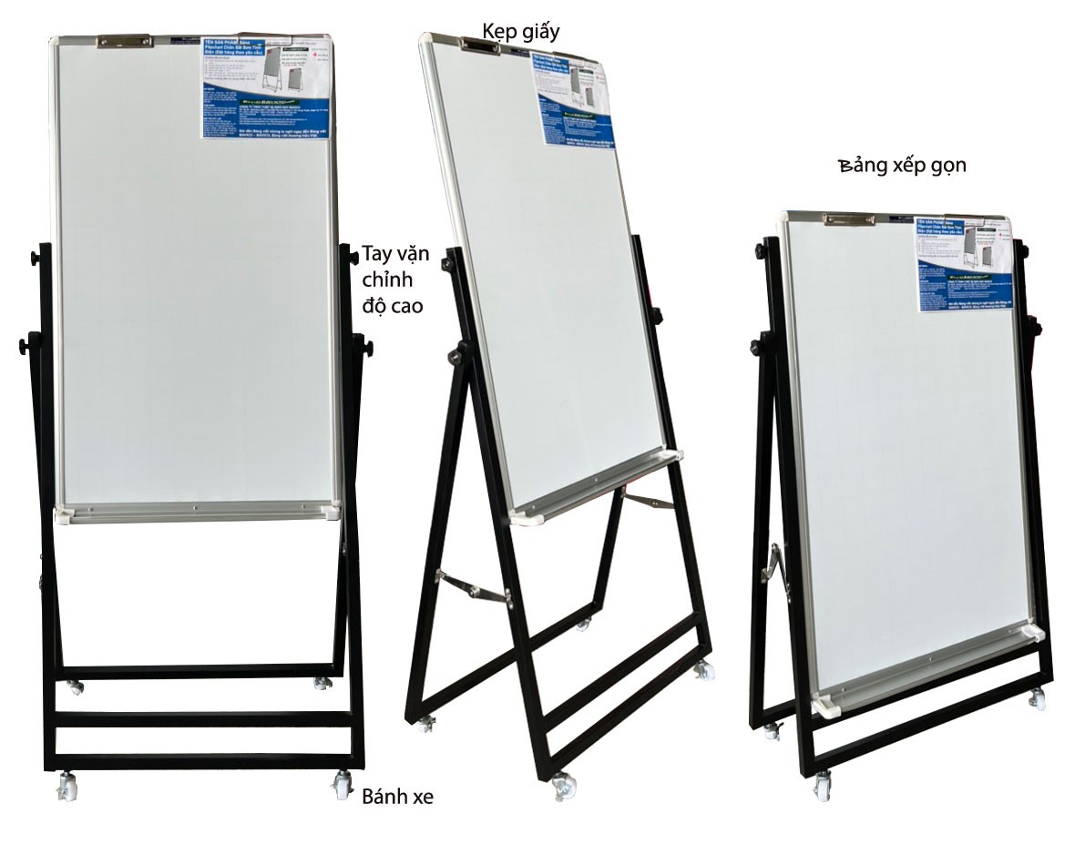 Bảng Flipchart sơn tĩnh điện màu đen 80x120cm-Mặt bảng trắng không ô ly-bảng giá rẻ BAVICO