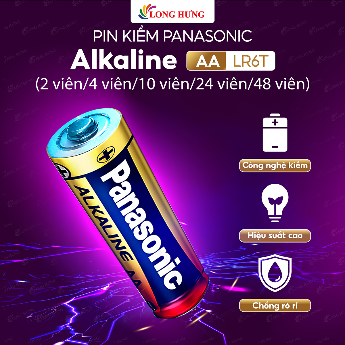 Pin kiềm Panasonic Alkaline AA LR6T (2 viên/4 viên/10 viên/24 viên/48 viên) - Hàng chính hãng
