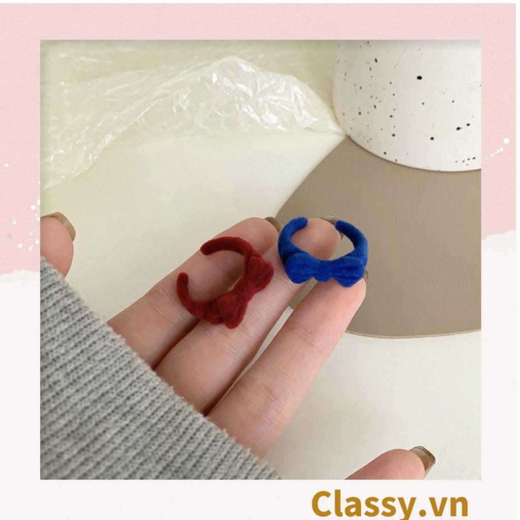 Nhẫn hở bọc vải nhung Classy họa tiết nơ độc đáo PK1396