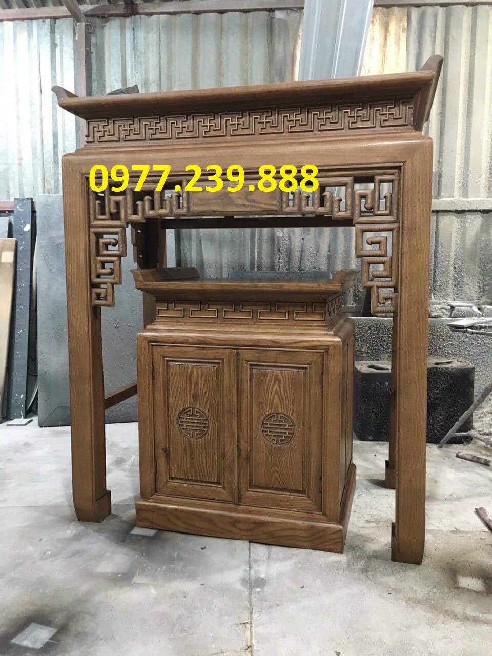 bàn thờ gỗ thông 197cm giá xưởng