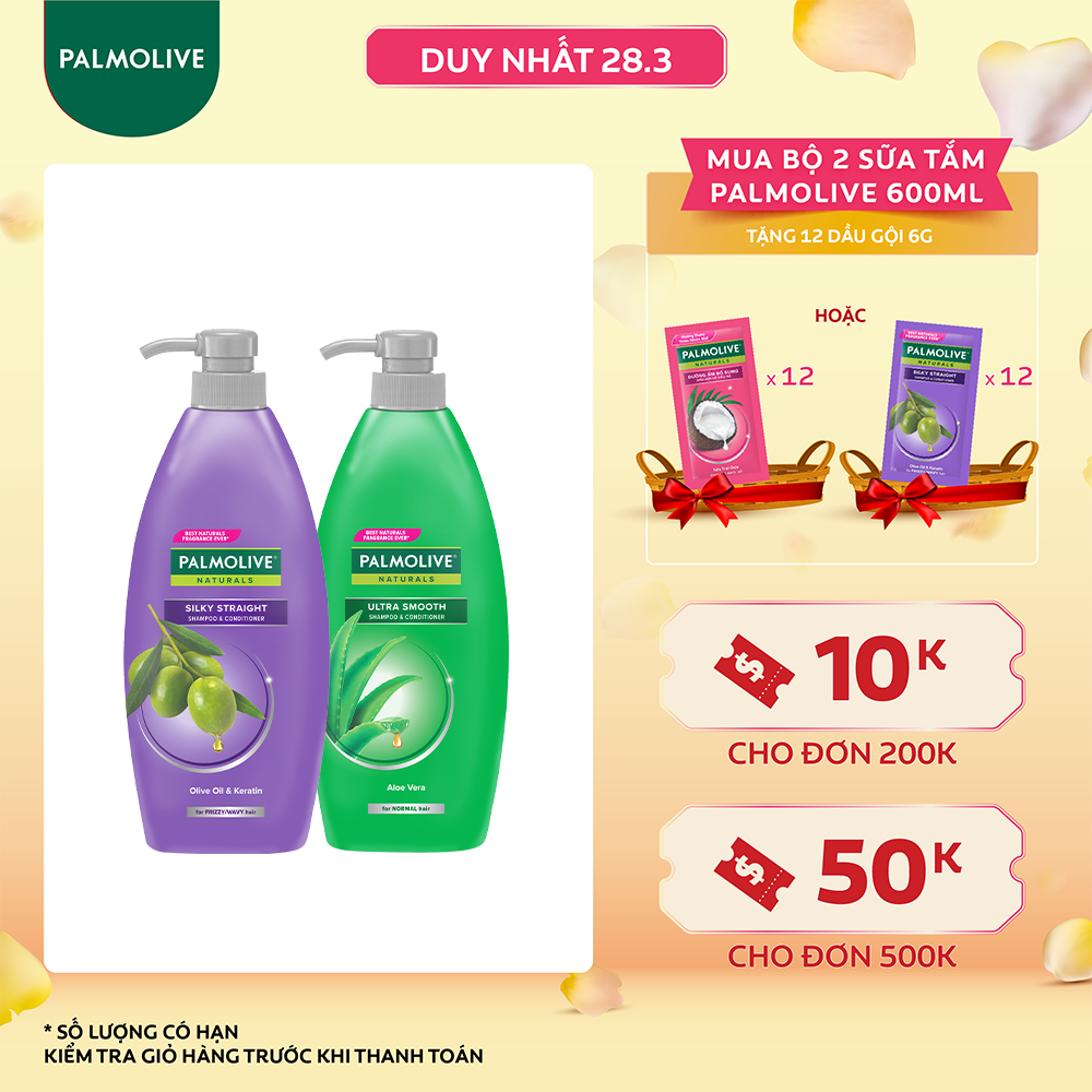 Bộ 2 dầu gội Palmolive 600ml Nha đam và Keratin kết hợp quả ô liu 600ml