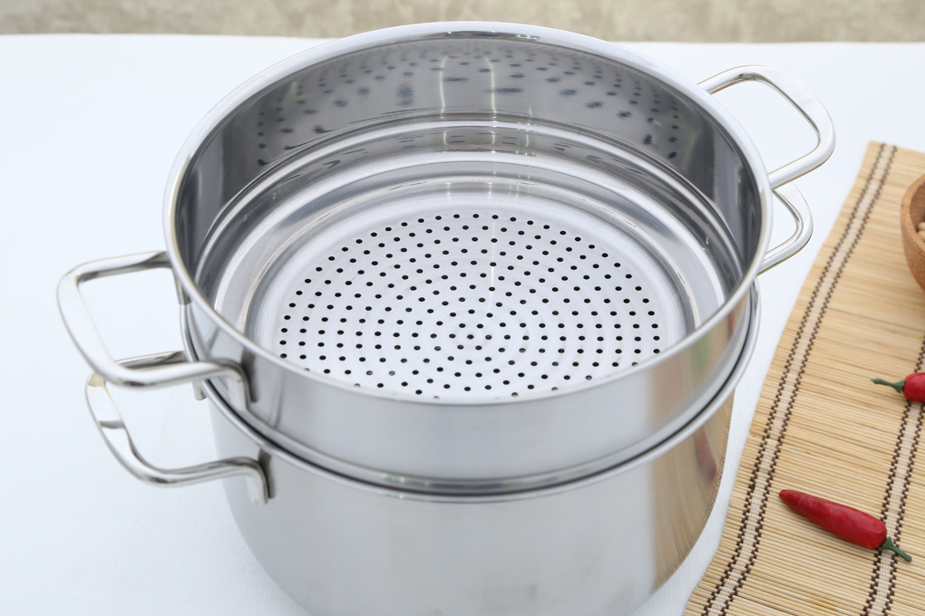 Bộ nồi xửng hấp inox 430 3 đáy nắp inox Fivestar 24cm/ 26cm/ 28cm/ 30cm/ 32cm
