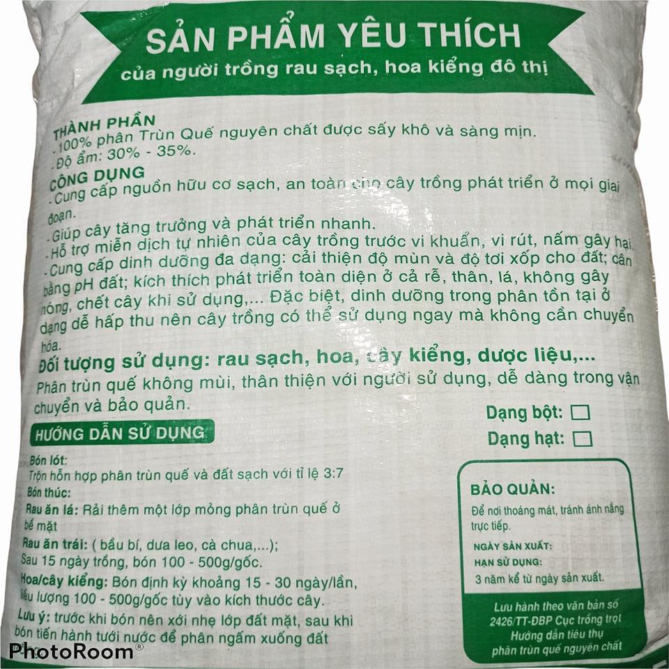 Phân trùn quế nguyên chất 100% organic bao 5kg phù hợp cho mọi cây trồng