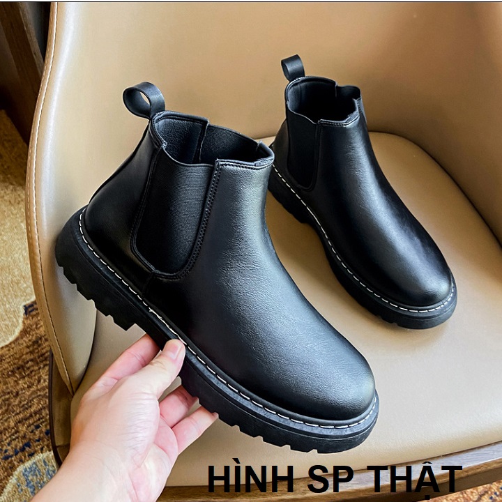 [CHẤT LƯỢNG] Giày boot chelsea nam da trơn cao cấp êm chân cá tính SM089CHEL - Đen