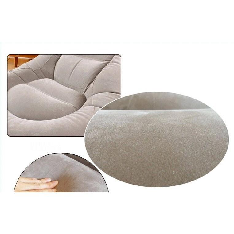 Ghế hơi tựa lưng bọc nhung Lazy Sofa, có đôn gác chân + Tặng máy bơm hơi điện 220v
