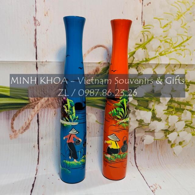 Lọ Hoa Chai Sơn Mài Hoa Đào 30 Cm - Vietnamese Lacquer Vase